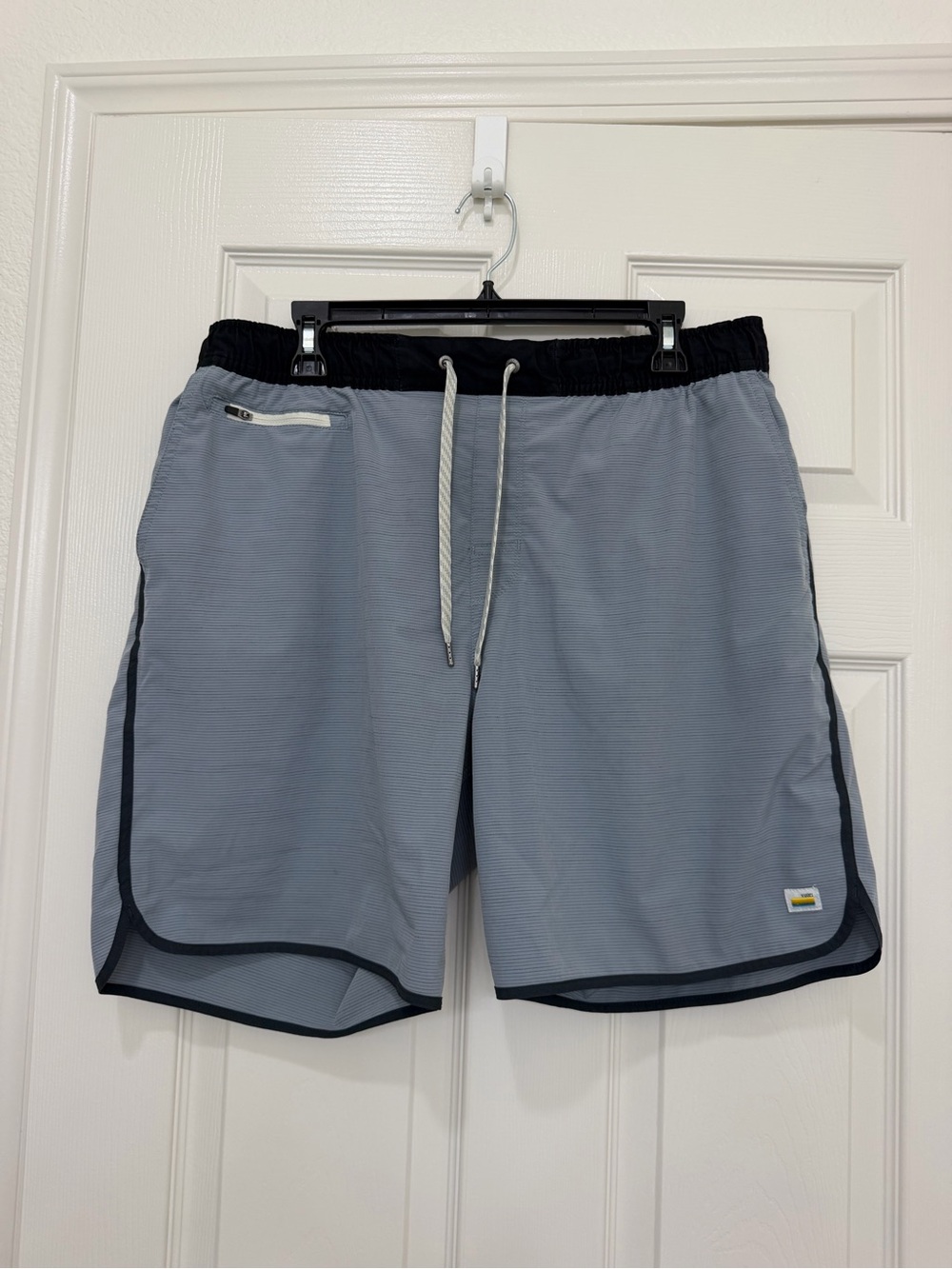 Vuori Light Gray Athletic Shorts with Black Waistband